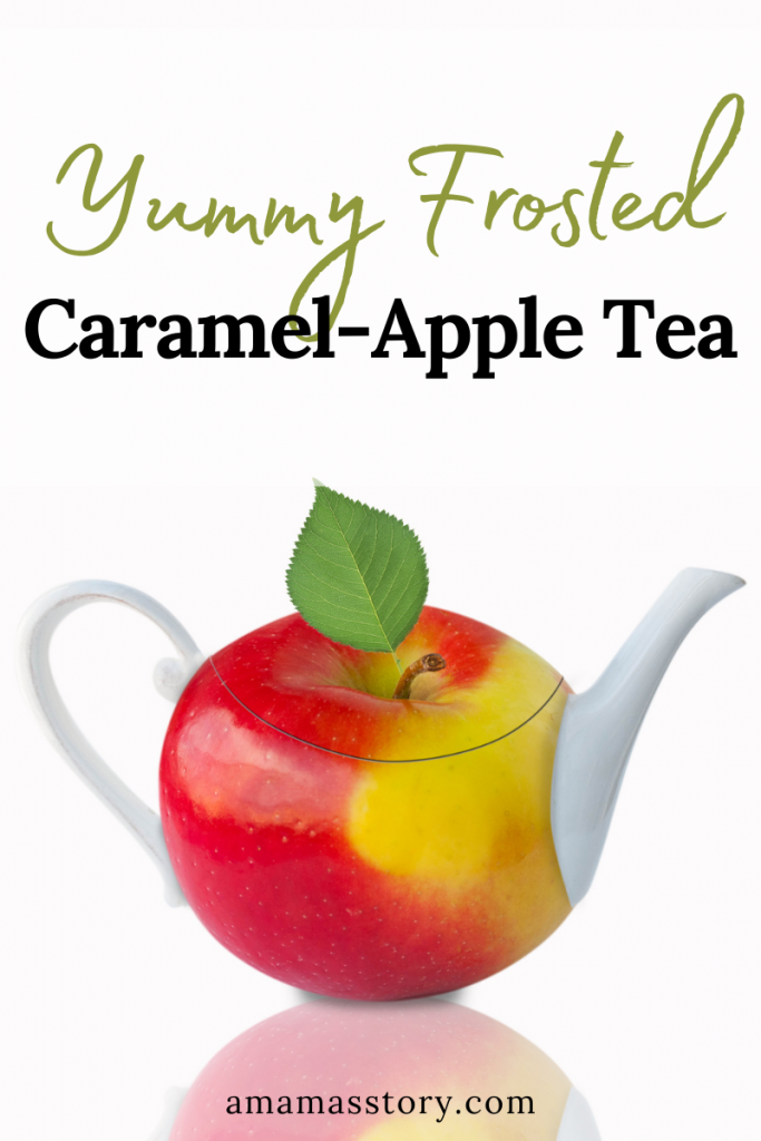Caramel-apple tea recipe made with applesauce cubes. 